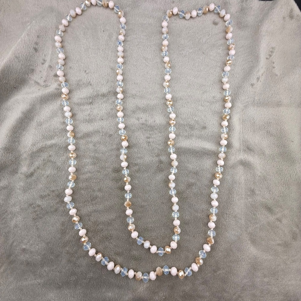 Modern Multi Wrap Necklace AB Long Beaded Flapper Opera 50" - Picture 4 of 7
